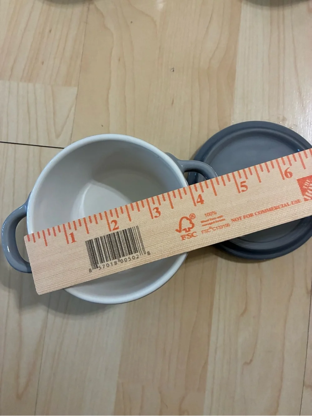 Vintage La Marque 84 4” mini Sur La Table cocotte Ceramic Gray Round With Lid